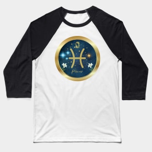 Beautiful Pisces Zodiac sign  Golden Band and flowers Baseball T-Shirt